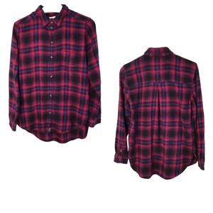 AEO | Boyfriend Fit Long Sleeve Flannel Top | M